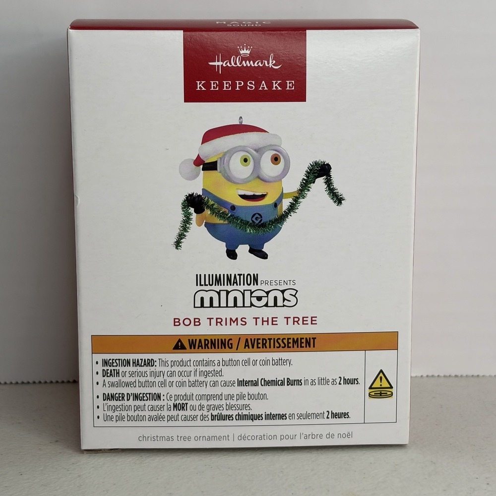 2025 Hallmark Keepsake Minions Bob Trims the Tree Sound Ornament New in Box